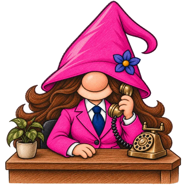 Illustration of the Right Choice Tax & Accounting mascot answering an old telephone at a desk
